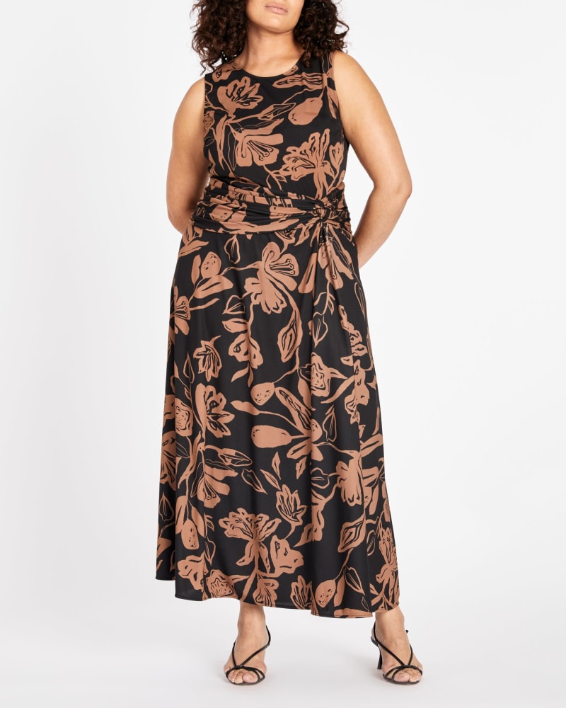 Front of a model wearing a size 22 Christine Dress in Black/Bronze by Tanya Taylor. | dia_product_style_image_id:296890